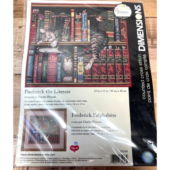 Frederick The Literate Cross Stitch Kit By Dimensions 12"x11" Complete Set Black - Picture 2 of 3